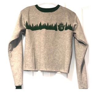 Gray Long Sleeve Tee With Green